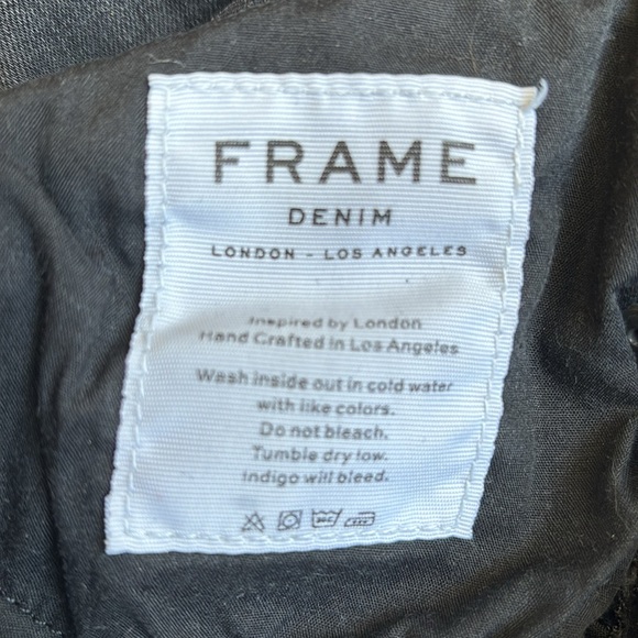 Frame Denim Le Crop Mini Boot Shredded Fringe Raw Hem Mid Rise Jeans in Fox Park - Picture 4 of 5